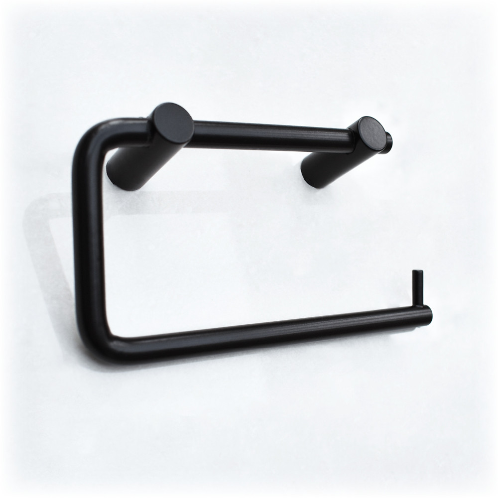 Round Bar Secret Face Fixing Toilet Roll Holder – Matt Black Powder Coated