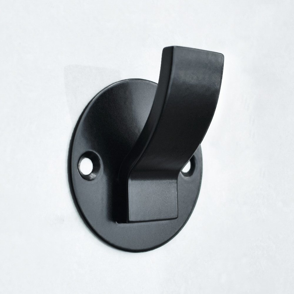 “Discus” Coat Hook on Circular Back Plate – Matt Black Powder Coated