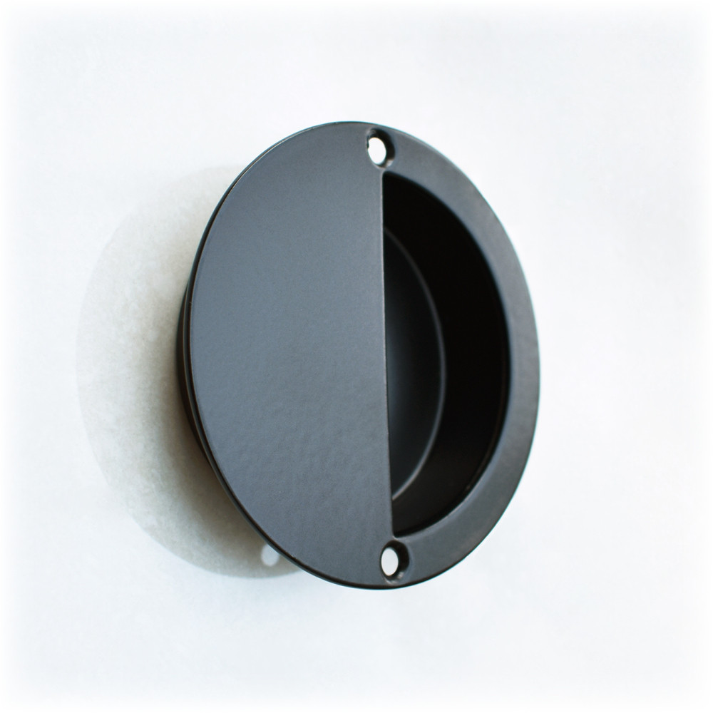 “Half Moon” Flush Handle 90mm Ø – Matt Black Powder Coated