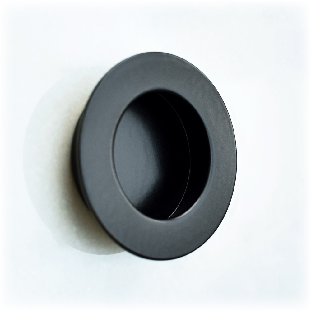 Circular Flush Handle 65mm Ø – Matt Black Powder Coated