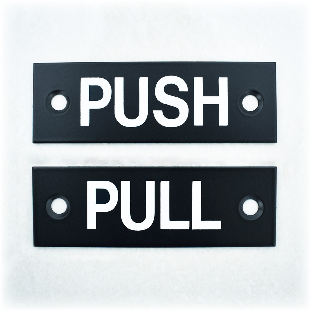 Oblong “PUSH” & “PULL” Signs – Matt Black Powder Coated