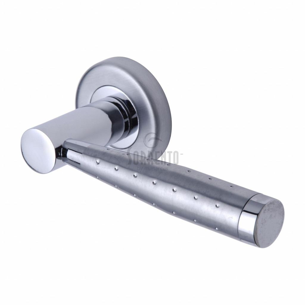 M Marcus Sorrento Roda Design Door Handle Lever Latch on Round Rose Apollo finish