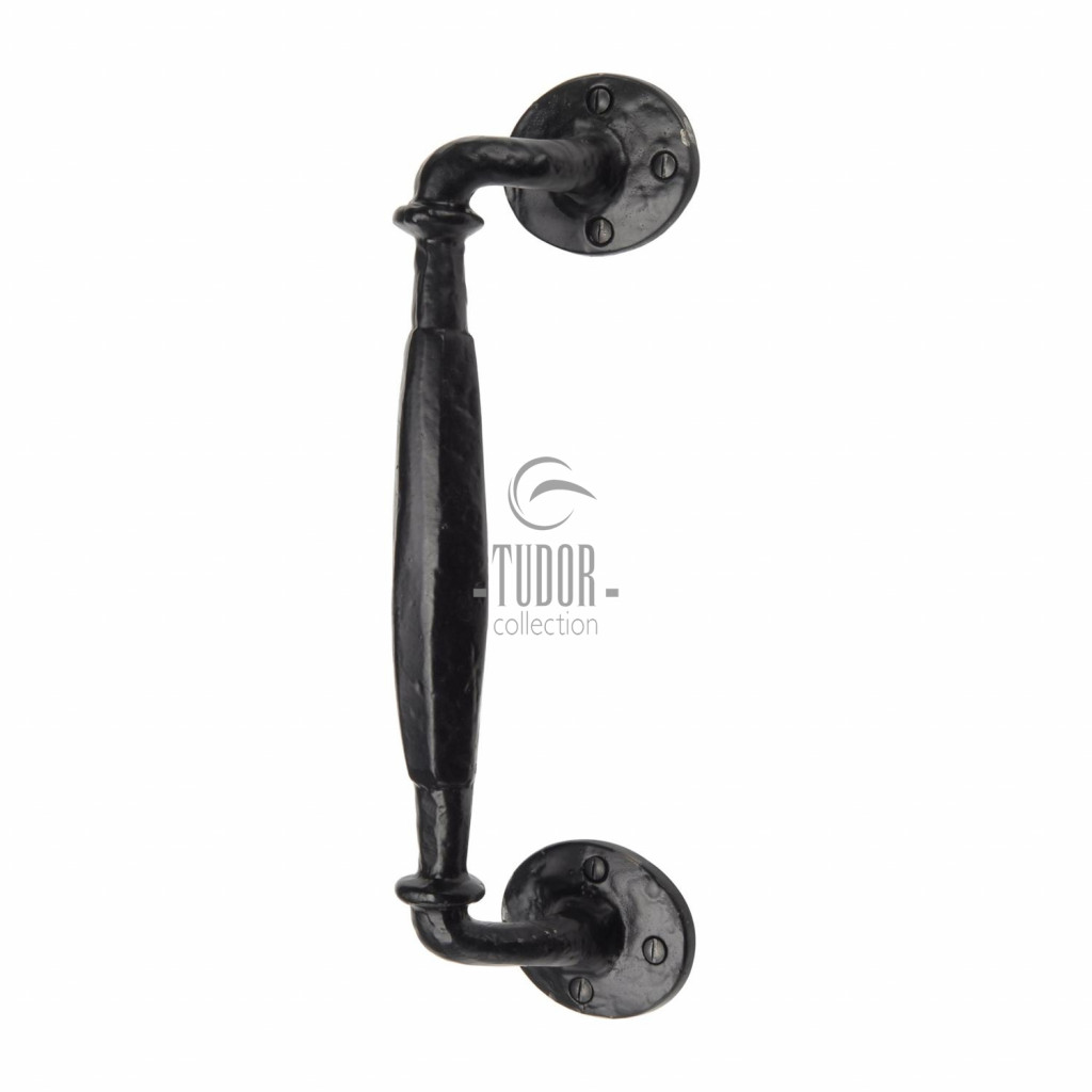 M Marcus Tudor Rustic Black Cranked Face Fixing Pull Handle 223mm length