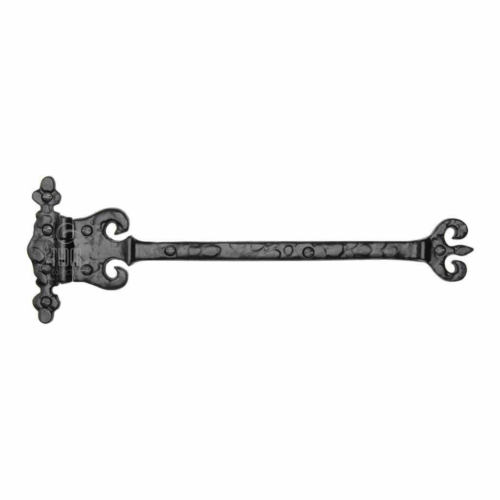 M Marcus Tudor Rustic Black Coronate Leaf Hinge 307mm overall length