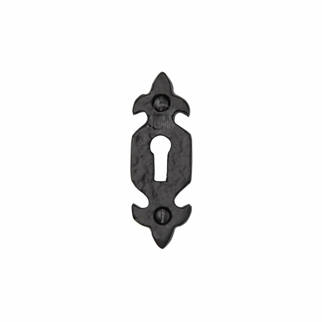 M Marcus Tudor Rustic Black Fleur-de-Lys Standard Keyhole Escutcheon 79 x 28mm