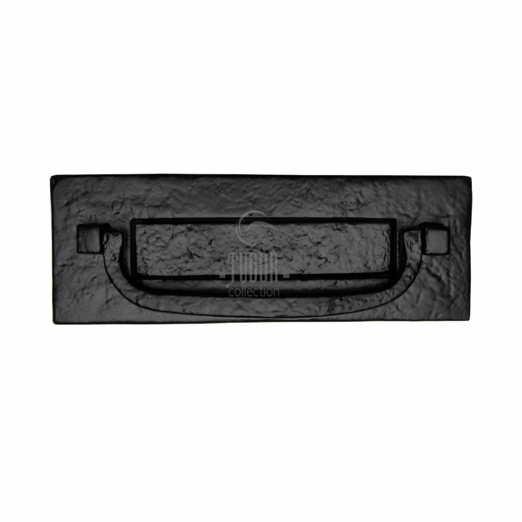 M Marcus Tudor Rustic Black Postal Letterplate with Knocker 302 x 109mm