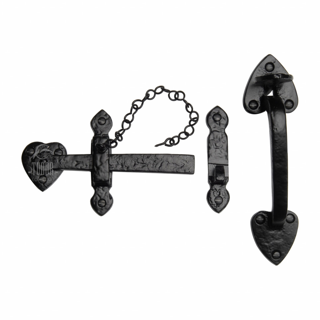 M Marcus Tudor Rustic Black Suffolk Latch Furniture with Internal Locking Feature