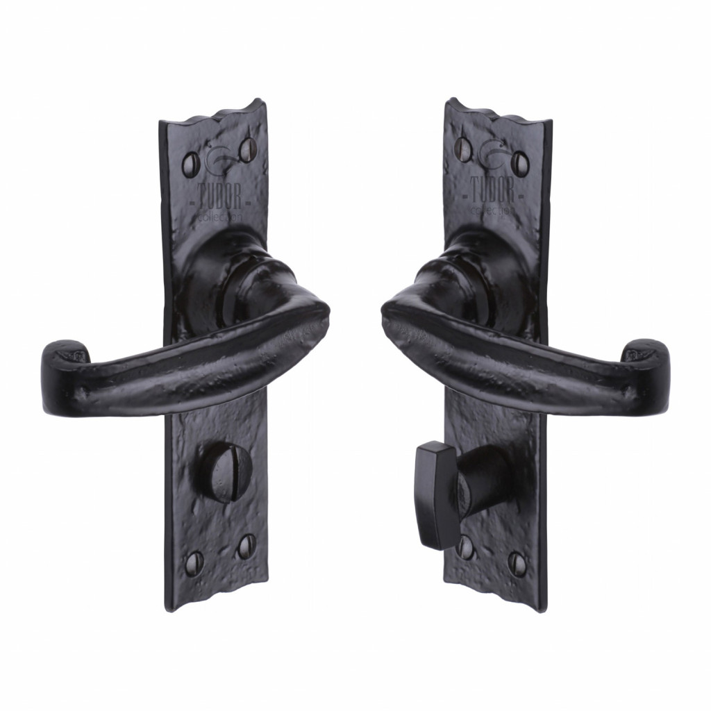 M Marcus Tudor Rustic Black Wellington Door Handle on Backplate