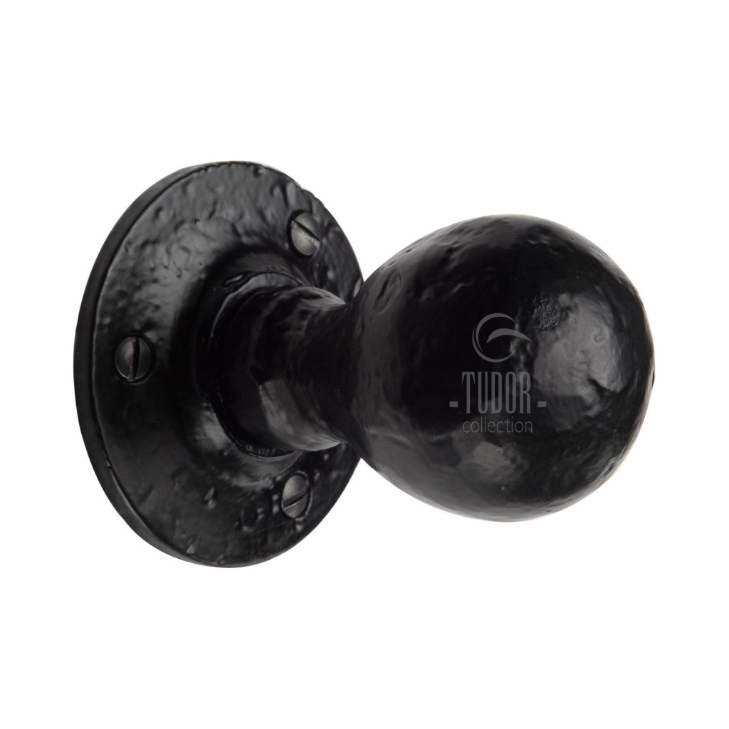 M Marcus Tudor Rustic Black Ball Knobs on Rose