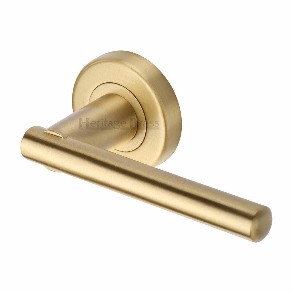 M Marcus Heritage Brass Challenger Design Door Handle Lever on Rose