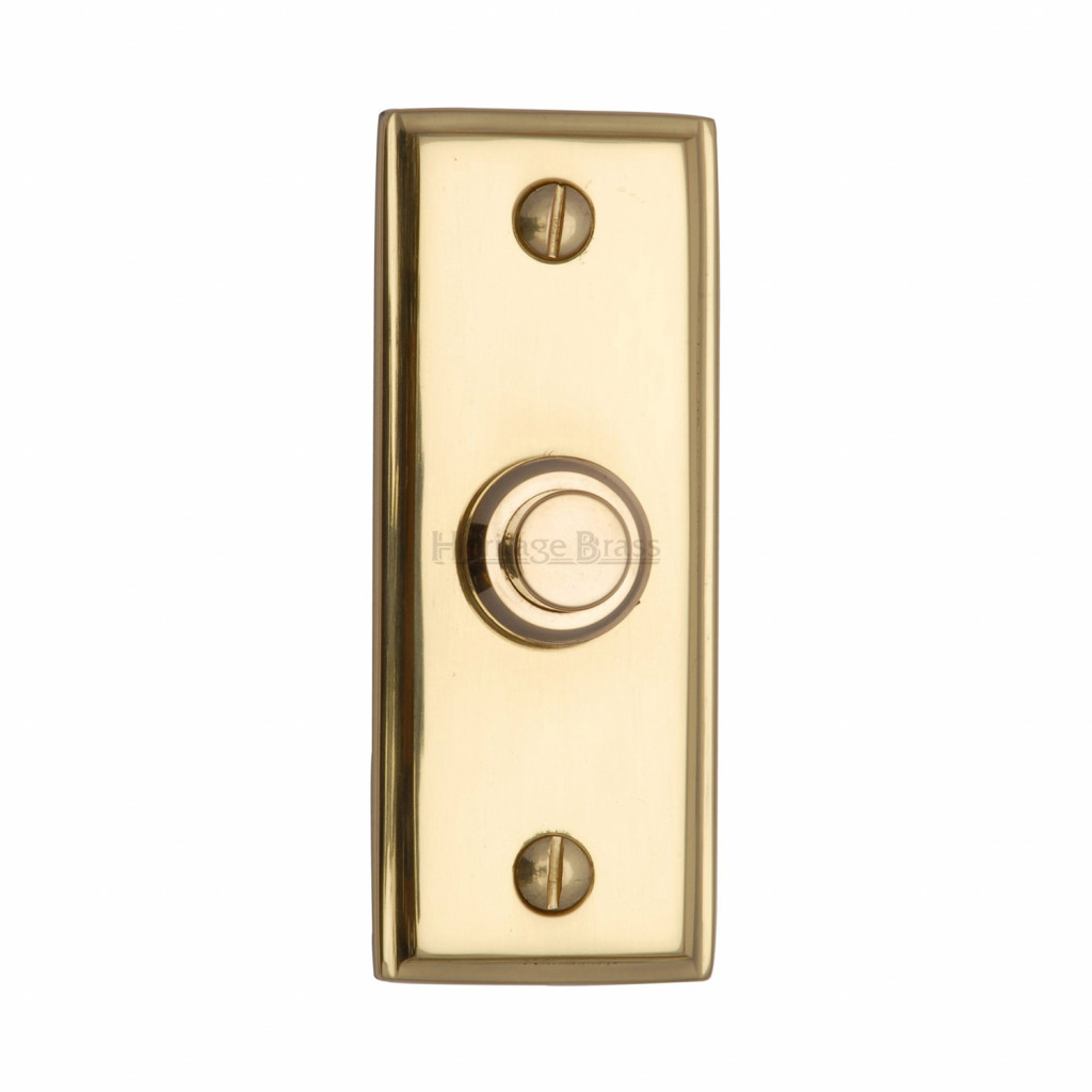 M Marcus Heritage Brass Oblong Bell Push 83 x 33mm