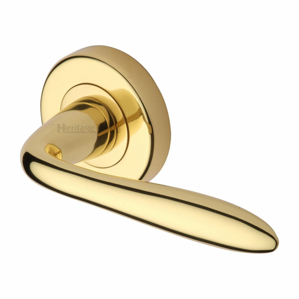 M Marcus Heritage Brass Sutton Design Door Handle Lever Latch on Round Rose