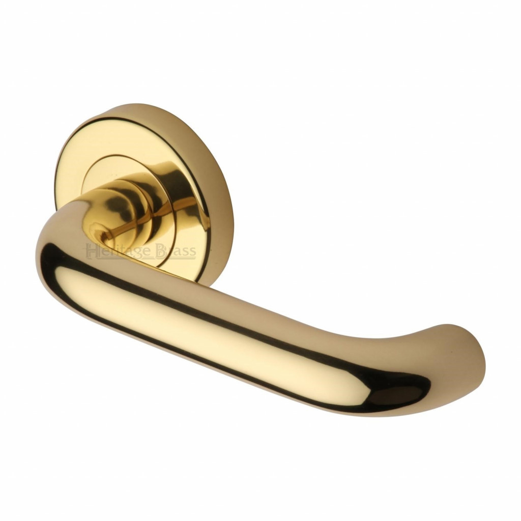 M Marcus Heritage Brass Harmony Design Door Handle Lever Latch on Round Rose