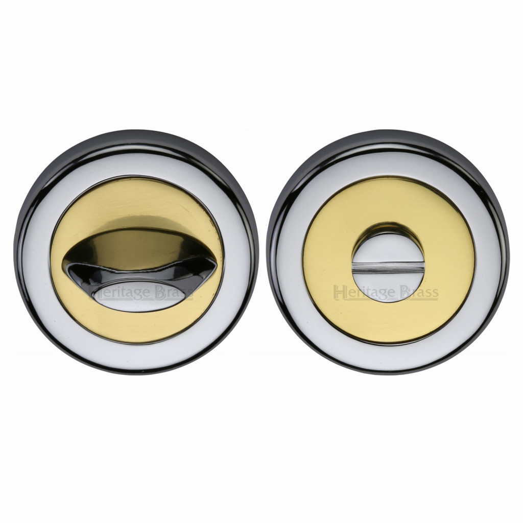 Heritage Brass Round Thumbturn & Emergency Release for Bathroom & Bedroom Doors – 53mm Ø
