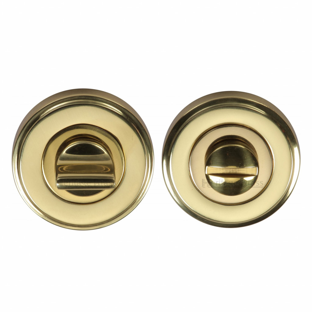 M Marcus Heritage Brass Round Thumbturn & Emergency Release for Bathroom & Bedroom Doors 50mm 