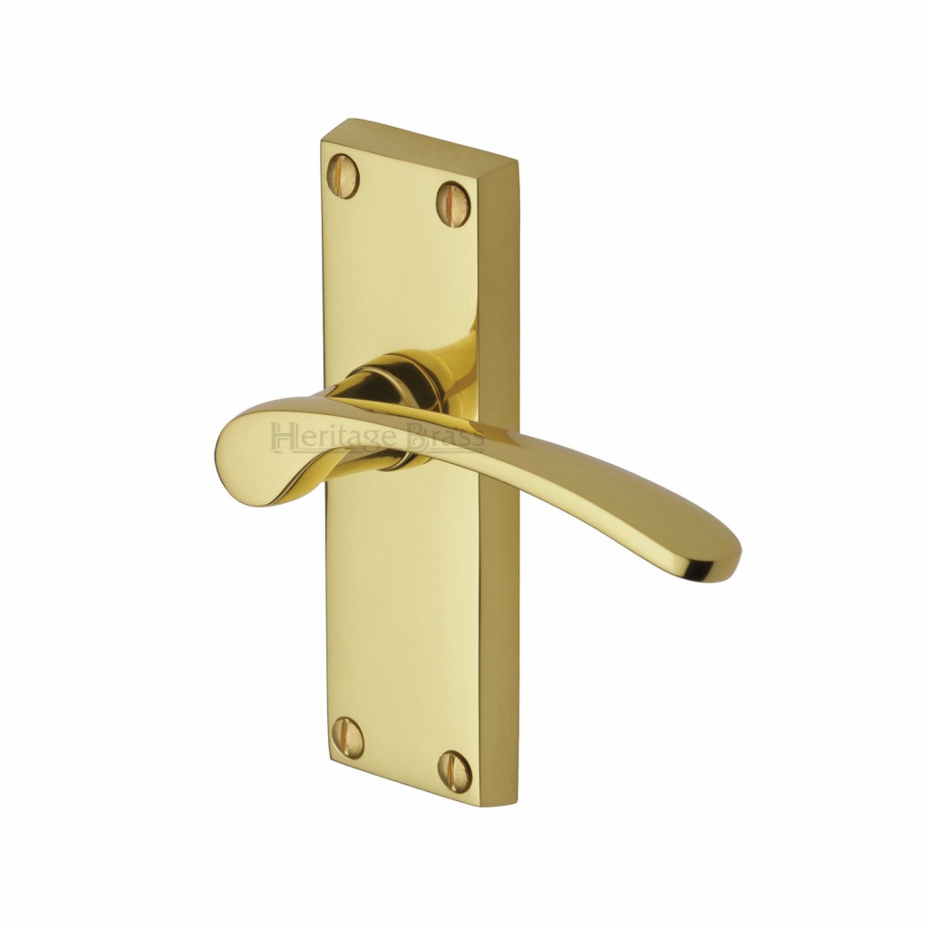 M Marcus Heritage Brass Sophia Short Design Door Handle on Plate Polished Brass