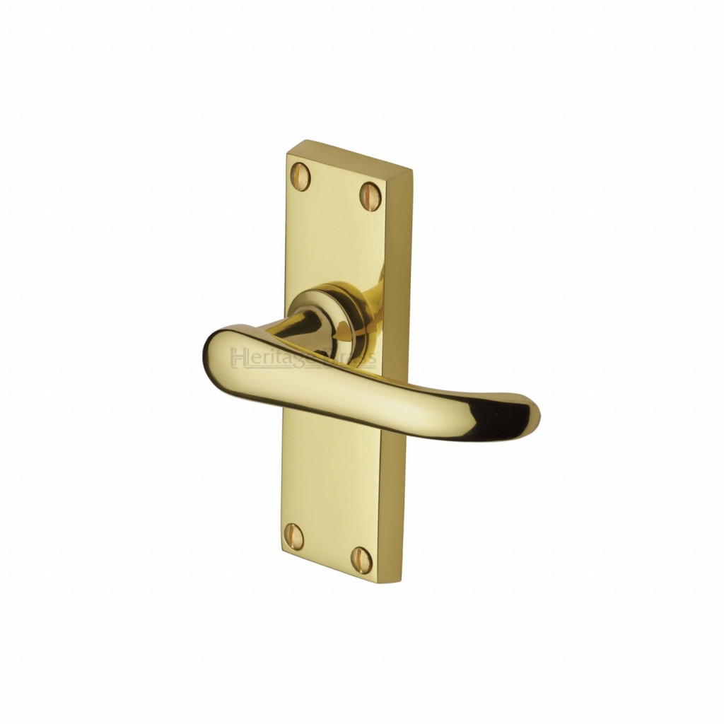 Heritage Brass Windsor Short Design Door Handle on Plate – Polished Brass