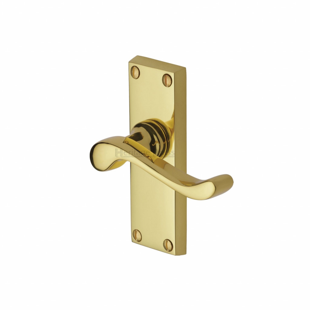 Heritage Brass Bedford Short Design Door Handle on Plate – Polished Brass