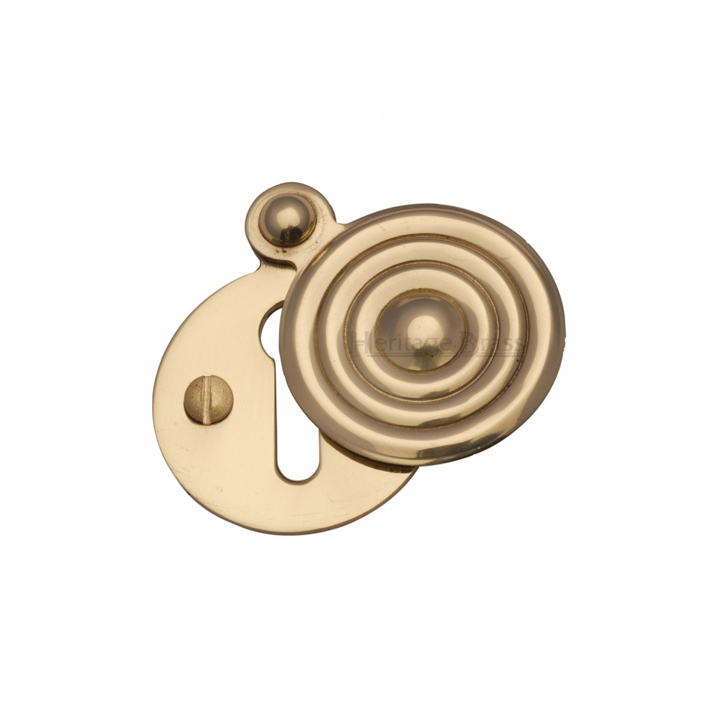M Marcus Heritage Brass Reeded Round Covered Keyhole 33mm 