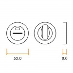 Standard Bathroom Turn & Release – Push on Rose – 52mm Ø – Satin Stainless Steel