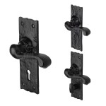 M Marcus Tudor Rustic Black Shropshire Door Handle on Backplate