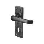 M Marcus Tudor Rustic Black Windsor Door Handle on Backplate