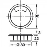 White – Three Part Cable Outlet – 80mm Ø