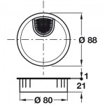 Satin Nickel – Two Part Cable Outlet with Flexible Brush Seal – 80mm Ø