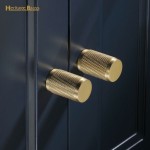 M Marcus Heritage Brass Cabinet Knob Cylindric Knurled Design 21mm 