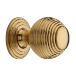 M Marcus Heritage Brass Reeded Design Cupboard Knob with base 38mm 