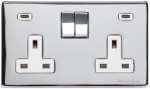 M Marcus Heritage Brass Studio Range Double USB-C Socket with White Trim
