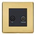 M Marcus Heritage Brass Studio Range TV/FM Diplexed Socket with Black Trim