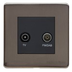 M Marcus Heritage Brass Studio Range TV/FM Diplexed Socket with Black Trim