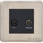 M Marcus Heritage Brass Studio Range TV/FM Diplexed Socket with Black Trim