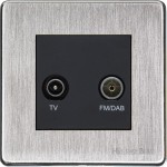 M Marcus Heritage Brass Studio Range TV/FM Diplexed Socket with Black Trim