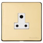 M Marcus Heritage Brass Studio Range 5 Amp 3 Round Pin Unswitched Socket with White Trim