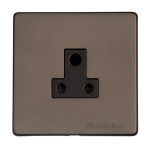 M Marcus Heritage Brass Studio Range 5 Amp 3 Round Pin Unswitched Socket with Black Trim