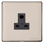 M Marcus Heritage Brass Studio Range 5 Amp 3 Round Pin Unswitched Socket with Black Trim