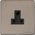 Heritage Brass Studio Range 5 Amp 3 Round Pin Unswitched Socket with Black Trim