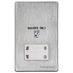 M Marcus Heritage Brass Studio Range Shaver Socket Dual Output Voltage 110/240V with White Trim