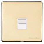 M Marcus Heritage Brass Studio Range 1 Gang Secondary Line Socket with White Trim