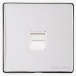 M Marcus Heritage Brass Studio Range 1 Gang Secondary Line Socket with White Trim