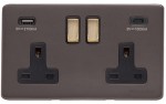 M Marcus Heritage Brass Verona Range Double USB-A+C Socket