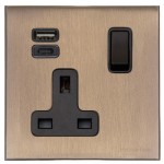 M Marcus Heritage Brass Windsor Range Single USB-A+C Socket