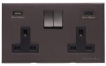 M Marcus Heritage Brass Winchester Range Double USB-A+C Socket with Black Trim