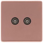 M Marcus Heritage Brass Vintage Range 2 Gang TV Coaxial Socket