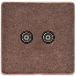 M Marcus Heritage Brass Vintage Range 2 Gang TV Coaxial Socket