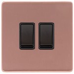 M Marcus Heritage Brass Vintage Range 2 Gang 2 Way Rocker Switch