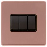 M Marcus Heritage Brass Vintage Range 3 Gang 2 Way Rocker Switch