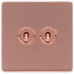 M Marcus Heritage Brass Vintage Range 2 Gang 2 Way Toggle Switch